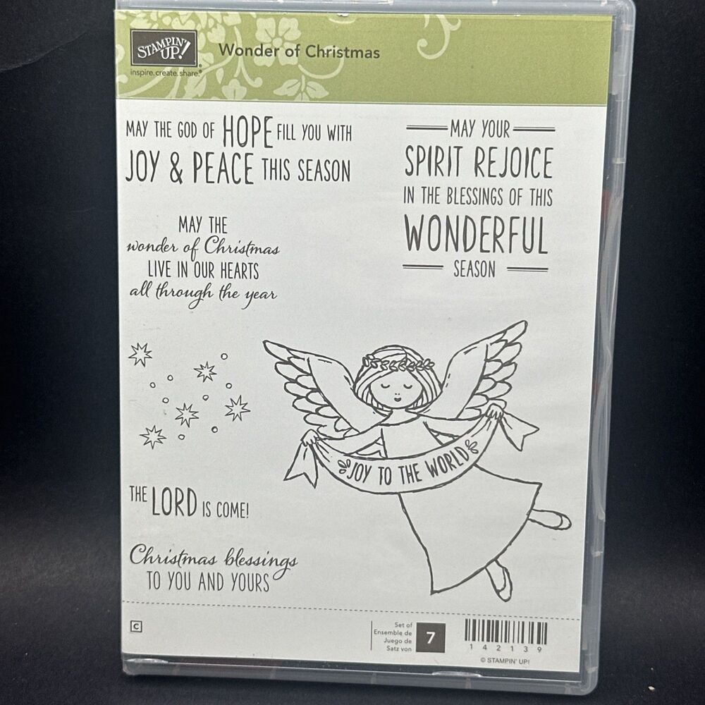 Stampin Up WONDER OF CHRISTMAS Cling Stamp Set #142139 Angel Sentiments